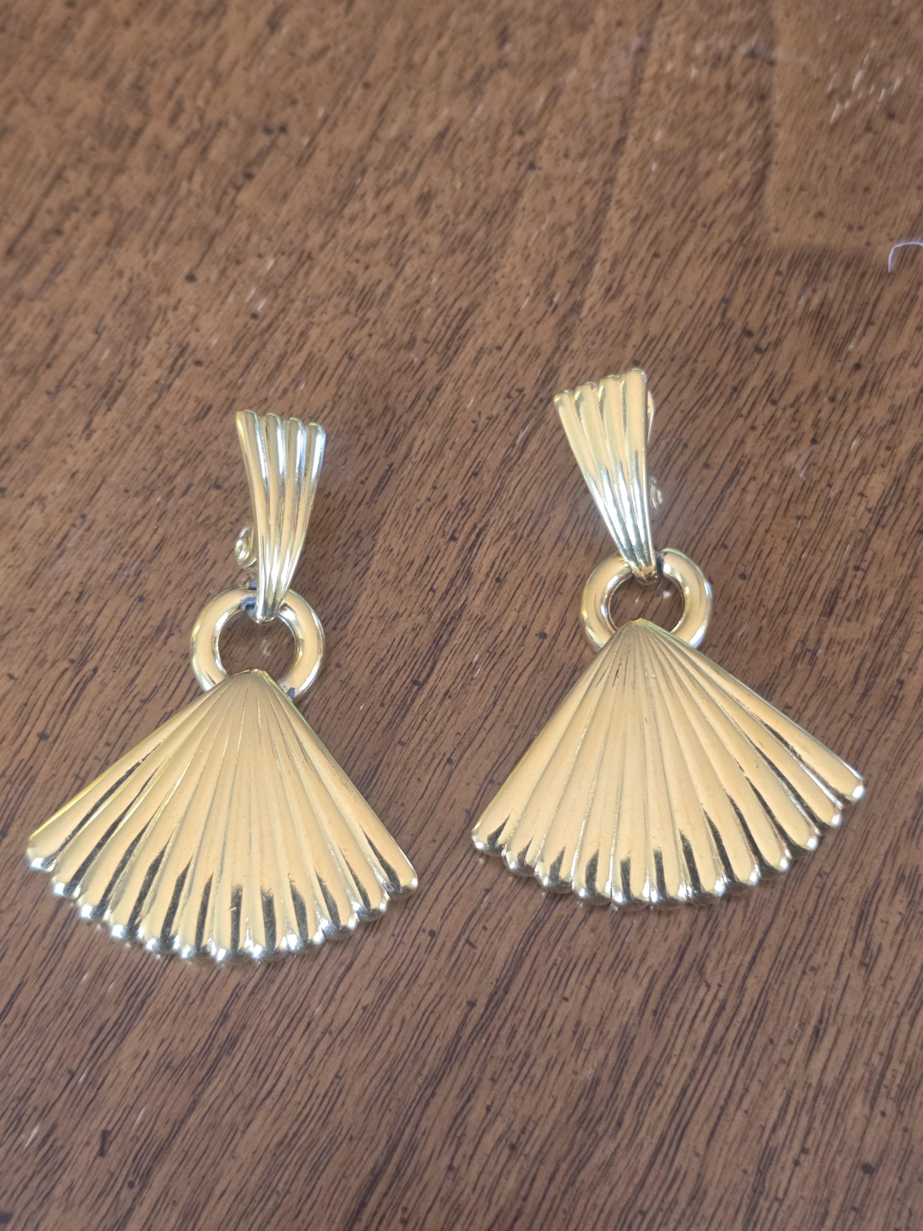 Monet Gold Fan Clip On Earrings